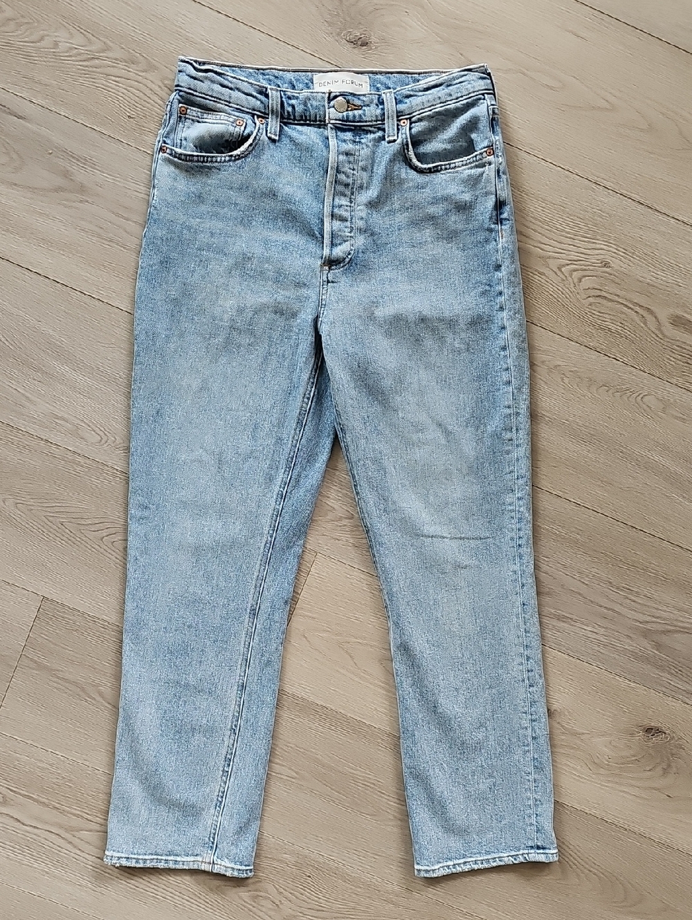 Denim Forum The Arlo High Rise Straight Organic 28L Jeans, Sz 29 *Read Condition